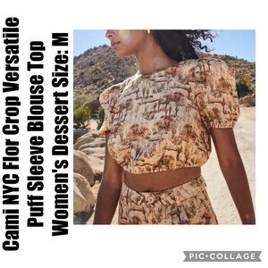 Cami NYC Flor Crop Versatile Puff Sleeve Blouse Top Women's Dessert Size: M